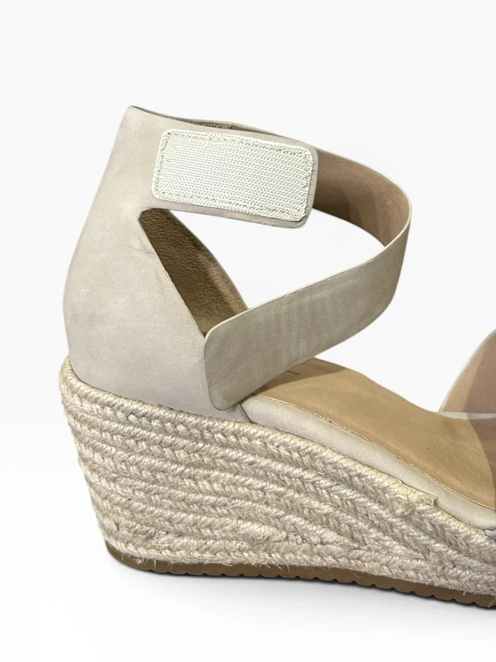 Naturalizer SOUL Womens Oakley Ankle Strap Wedge Heel Sandal Beige Size 9